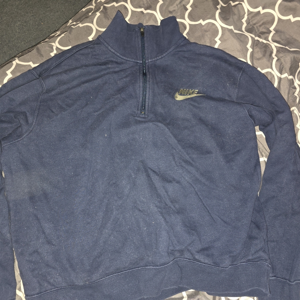 Nike Men's Blue Half-Zip Sweater Vintage